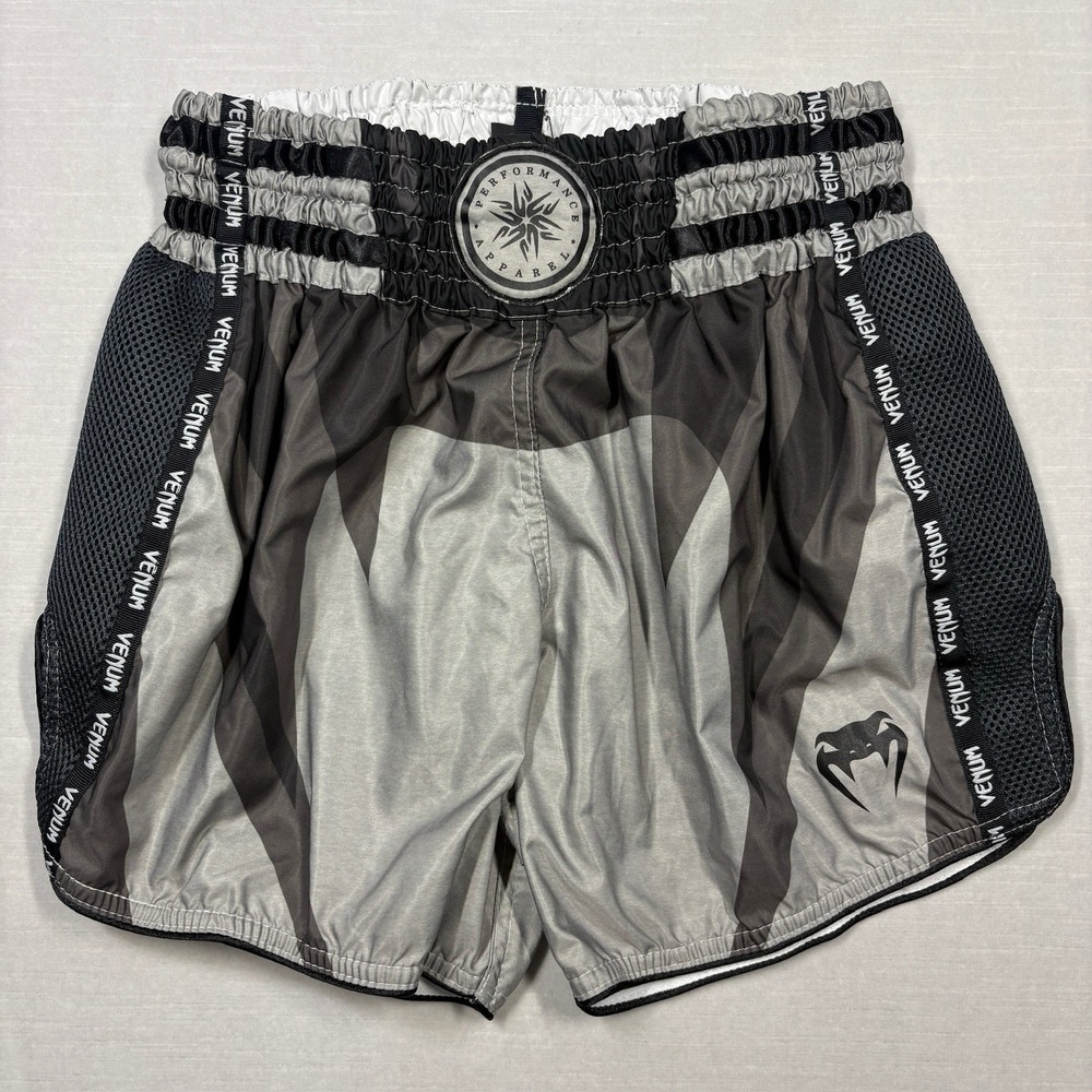 Venum Muay Thai Shorts Men Large Stone Gray Black MMA